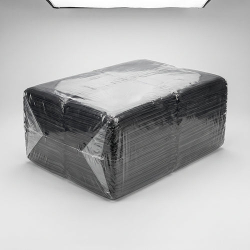 Wrapped full case of flat-packed 3 mil contractor bags